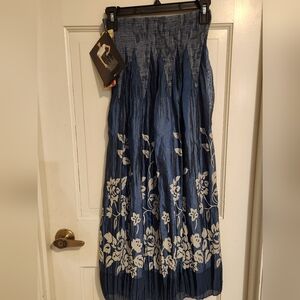 Lapis Navy Floral Skirt, One Size
